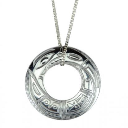 PANABO Silver/Pewter Necklace - Chilkat Circle