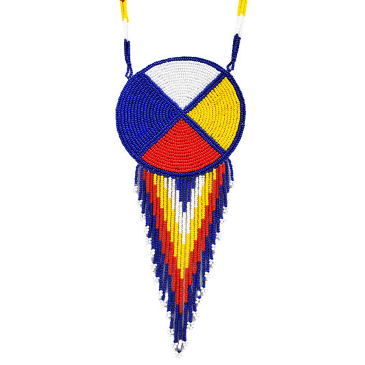 TRIBAL ROOTS Large Medallion Necklace - Blue Medicine Wheel