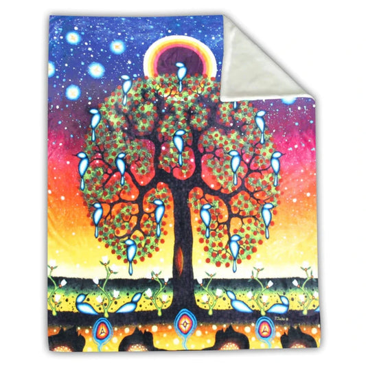 OSCARDO Faux Rabbit Fur Blanket - Tree of Life