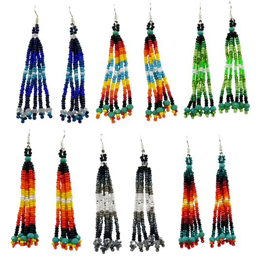 TRIBAL ROOTS Beaded 6 Strand Earrings
