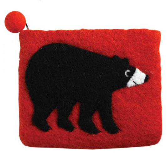 PANABO Felted Zip Pouch - Bear Bear Red