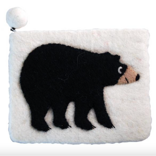 PANABO Felted Zip Pouch - Bear Bear White