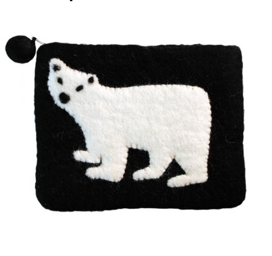 PANABO Felted Zip Pouch - Polar Bear Black