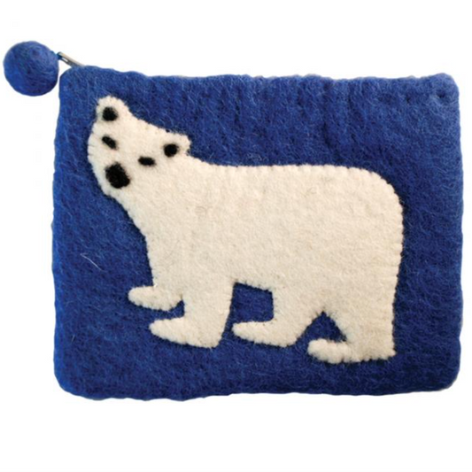 PANABO Felted Zip Pouch - Polar Bear Blue