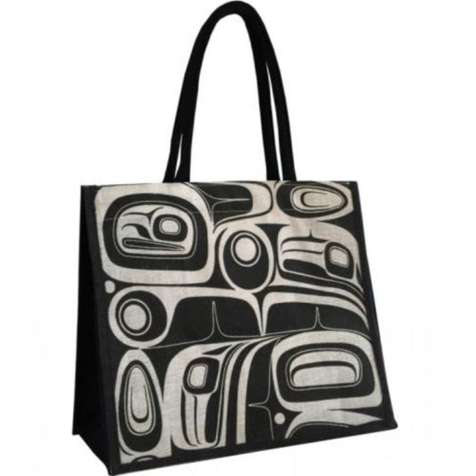 PANABO Jute Bag - Black/White Raven Transforming