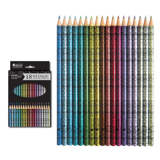 NATIVE NORTHWEST Metallic Colouring Pencils - Feather - 18 Pencils
